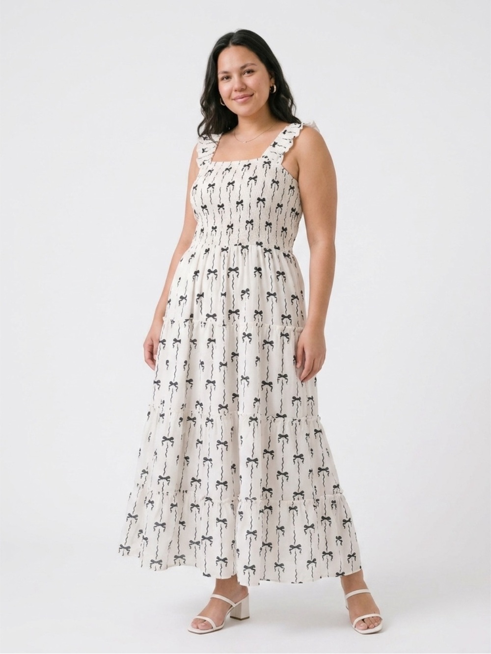 PrettyGarden Smocked Square-Neck Maxi Dress